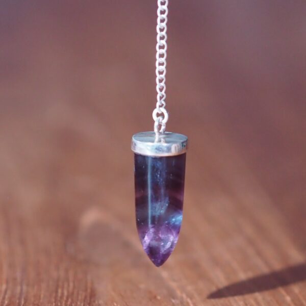 Pendule Cône Fluorite Bleue-Violet 1b Pièce unique